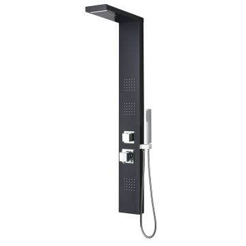 Columna de hidromasaje en aluminio tubo cuadrado negro 140x15 cm ducha efecto cascada mod. Vittoria