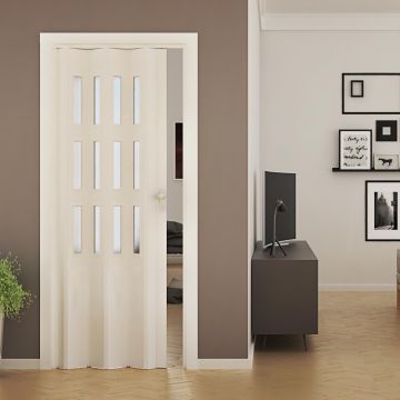 Puerta plegable de interior de PVC mod. Luciana con Vidrio