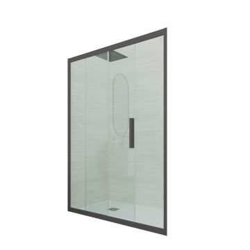 Puerta de ducha deslizante en nicho de PVC Antracita H 200 Vidrio Transparente mod. Deco
