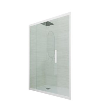 Puerta de ducha deslizante en nicho de PVC Blanco Matt H 200 Vidrio Transparente mod. Deco
