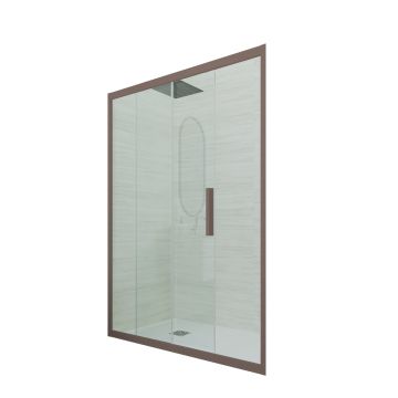 Puerta de ducha deslizante en nicho de PVC Chocolate H 200 Vidrio Transparente mod. Deco