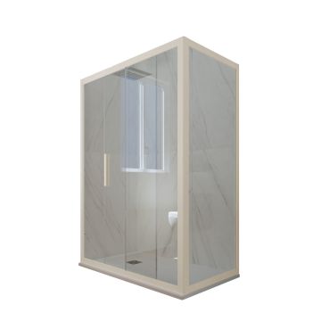 Mampara de ducha deslizante de PVC Champán H 200 Vidrio Transparente mod. Deco Duo