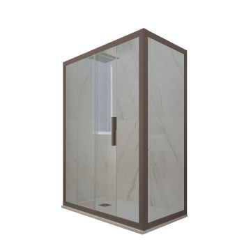Mampara de ducha deslizante de PVC Chocolate H 200 Vidrio Transparente mod. Deco Duo