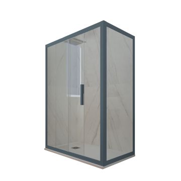Mampara de ducha deslizante de PVC Azul Marino H 200 Vidrio Transparente mod. Deco Duo