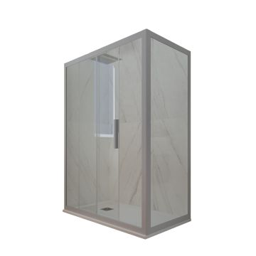 Mampara de ducha deslizante de PVC Plata H 200 Vidrio Transparente mod. Deco Duo