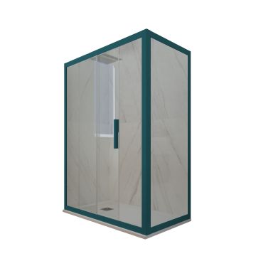 Mampara de ducha deslizante de PVC Verde night watch H 200 Vidrio Transparente mod. Deco Duo