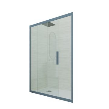 Puerta de ducha deslizante en nicho de PVC Azul Marino H 200 Vidrio Transparente mod. Deco