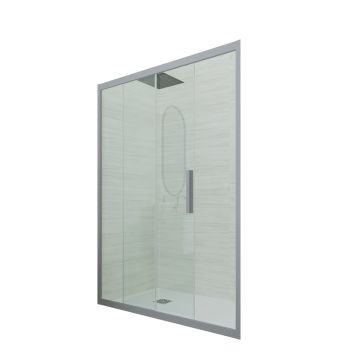 Puerta de ducha deslizante en nicho de PVC Plata H 200 Vidrio Transparente mod. Deco