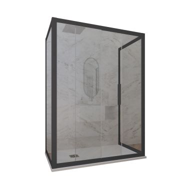 Mampara de ducha de 3 lados deslizante de PVC Antracita H 200 Vidrio Transparente mod. Deco Trio