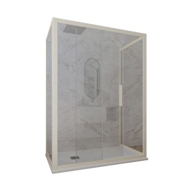 Mampara de ducha de 3 lados deslizante de PVC Champán H 200 Vidrio Transparente mod. Deco Trio