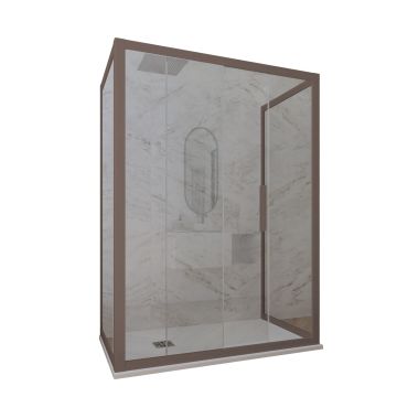 Mampara de ducha de 3 lados deslizante de PVC Chocolate H 200 Vidrio Transparente mod. Deco Trio