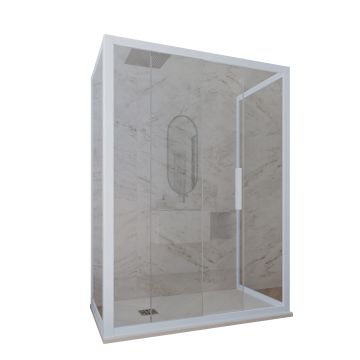 Mampara de ducha de 3 lados deslizante de PVC Azul Vintage H 200 Vidrio Transparente mod. Deco Trio