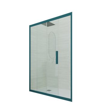 Puerta de ducha deslizante en nicho de PVC Verde night watch H 200 Vidrio Transparente mod. Deco