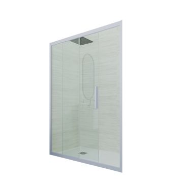 Puerta de ducha deslizante en nicho de PVC Azul Vintage H 200 Vidrio Transparente mod. Deco