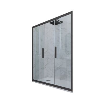 Puerta de ducha deslizante en nicho de PVC Antracita H 200 Vidrio Transparente mod. Glam