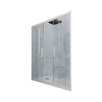 Puerta de ducha deslizante en nicho de PVC Champán H 200 Vidrio Transparente mod. Glam