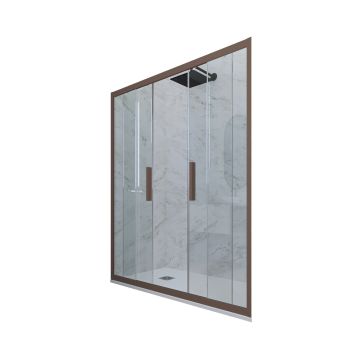 Puerta de ducha deslizante en nicho de PVC Chocolate H 200 Vidrio Transparente mod. Glam