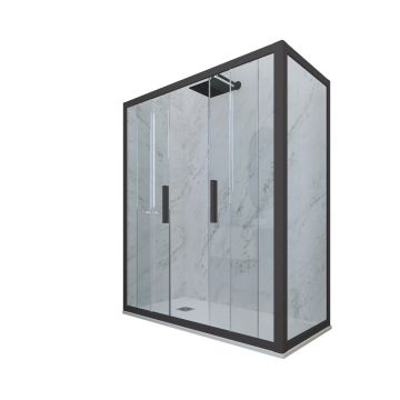 Mampara de ducha deslizante de PVC Antracita H 200 Vidrio Transparente mod. Glam Duo