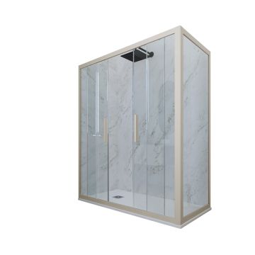 Mampara de ducha deslizante de PVC Champán H 200 Vidrio Transparente mod. Glam Duo
