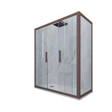 Mampara de ducha deslizante de PVC Chocolate H 200 Vidrio Transparente mod. Glam Duo
