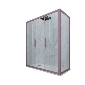 Mampara de ducha deslizante de PVC Lavanda H 200 Vidrio Transparente mod. Glam Duo