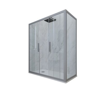 Mampara de ducha deslizante de PVC Plata H 200 Vidrio Transparente mod. Glam Duo