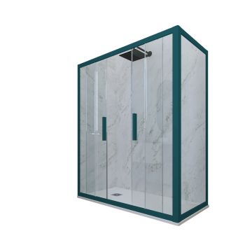 Mampara de ducha deslizante de PVC Verde night watch H 200 Vidrio Transparente mod. Glam Duo