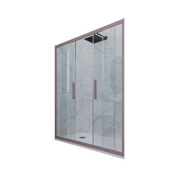 Puerta de ducha deslizante en nicho de PVC Lavanda H 200 Vidrio Transparente mod. Glam