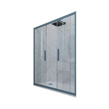 Puerta de ducha deslizante en nicho de PVC Azul Marino H 200 Vidrio Transparente mod. Glam