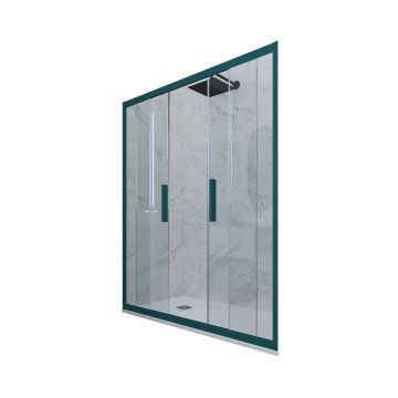 Puerta de ducha deslizante en nicho de PVC Verde night watch H 200 Vidrio Transparente mod. Glam