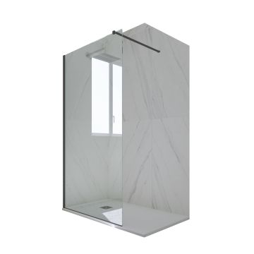 Mampara de ducha Pared Walk in de PVC Antracita H 200 Vidrio Transparente mod. Kolors