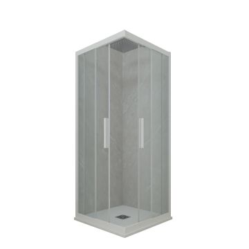 Mampara de ducha deslizante de PVC Blanco Matt H 200 Vidrio Transparente mod. Kolors