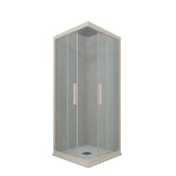 Mampara de ducha deslizante de PVC Champán H 200 Vidrio Transparente mod. Kolors