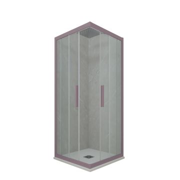 Mampara de ducha deslizante de PVC Lavanda H 200 Vidrio Transparente mod. Kolors