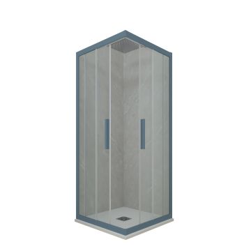 Mampara de ducha deslizante de PVC Azul Marino H 200 Vidrio Transparente mod. Kolors