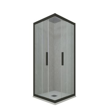 Mampara de ducha deslizante de PVC Negro Mate H 200 Vidrio Transparente mod. Kolors