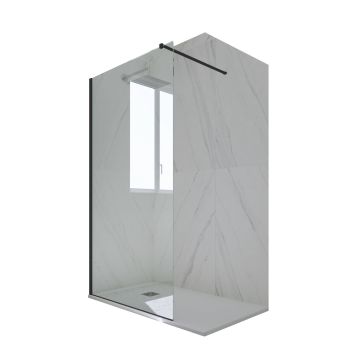 Mampara de ducha Pared Walk in de PVC Negro Mate H 200 Vidrio Transparente mod. Kolors