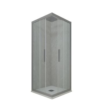 Mampara de ducha deslizante de PVC Plata H 200 Vidrio Transparente mod. Kolors