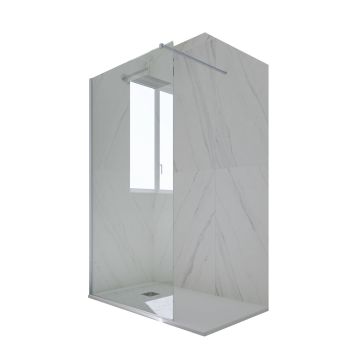 Mampara de ducha Pared Walk in de PVC Plata H 200 Vidrio Transparente mod. Kolors