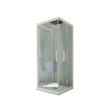Mampara de ducha de 3 lados deslizante de PVC Champán H 200 Vidrio Transparente mod. Kolors Trio