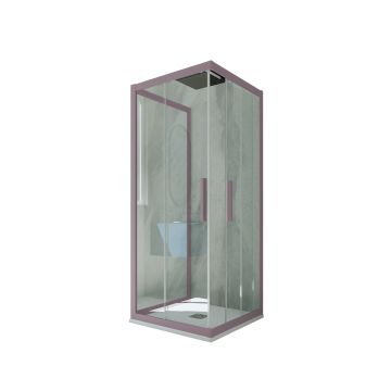 Mampara de ducha de 3 lados deslizante de PVC Lavanda H 200 Vidrio Transparente mod. Kolors Trio