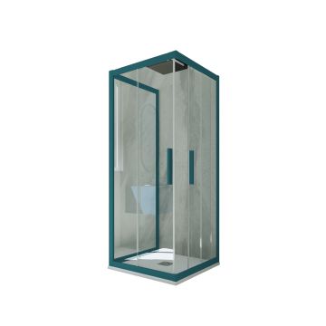 Mampara de ducha de 3 lados deslizante de PVC Verde night watch H 200 Vidrio Transparente mod. Kolors Trio