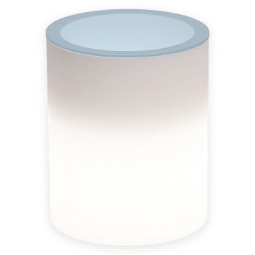 Mesa de centro redonda baja y luminosa Ø 40 cm H 50 de resina con cristal templado 8 mm led multicolor mod. Relax Led