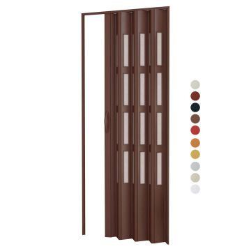 Puerta plegable de interior en kit con vidrios de PVC varios colores disponibles 82x210 cm mod. Sonia