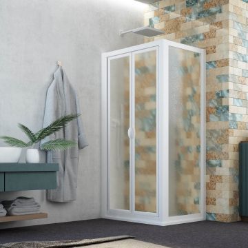 Mampara de Ducha de Acrílico color Blanco H 190 cm mod. Delta Duo