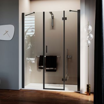 Puerta de Ducha mod. Flip Black Hoja + Fijo