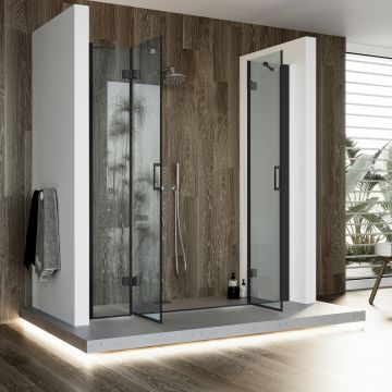 Puerta de Ducha mod. Flip Black Hoja + Hoja