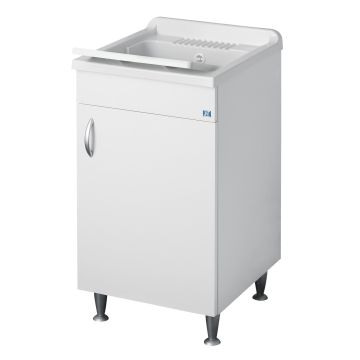 Mueble y lavadero de melamina hidrófuga W100 18 mm de espesor 50x50 cm color blanco mod. Eco