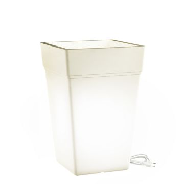 Maceta luminosa Cuadrada Led Luz Blanca 38x38 CM h 65 o 80 mod. Stalk Led