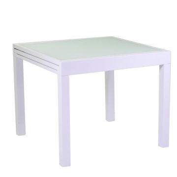 Mesa extensible Blanco 90/180x90 cm h 75 cm en Aluminio mod. Boise